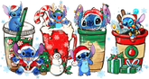 DTF Screen Print Image - Stitch Christmas Coffee Cups